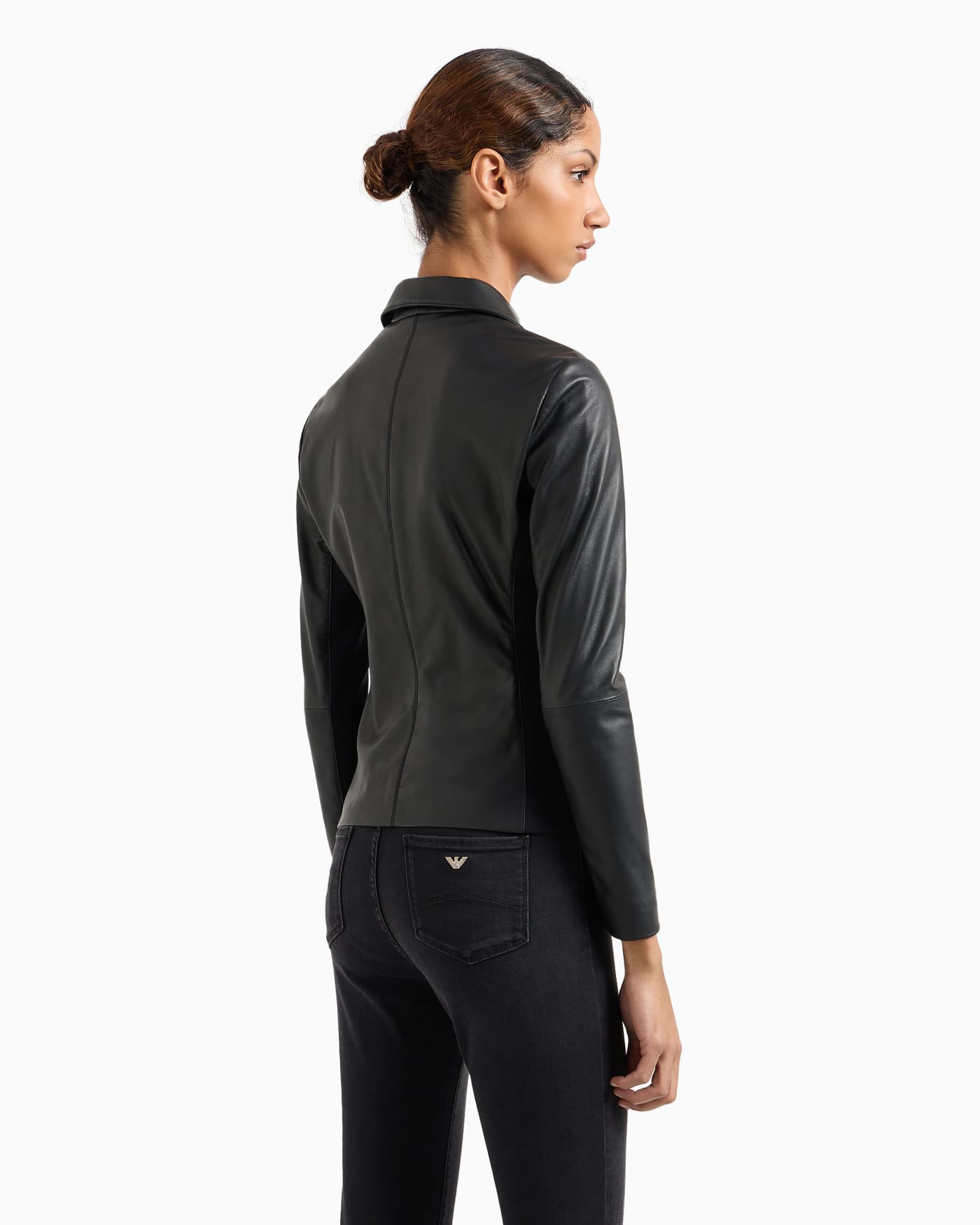 Jersey insert nappa jacket woman