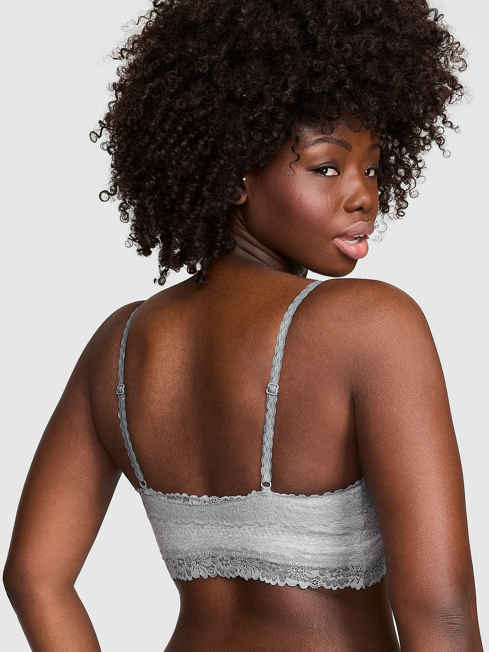 Cotton Unlined Lace-Trim Front-Close Triangle Bralette