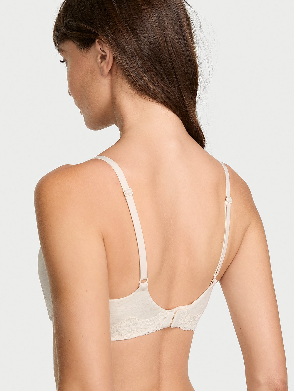 Cotton Shadow Stripe Lace-Trim Balconette Bra