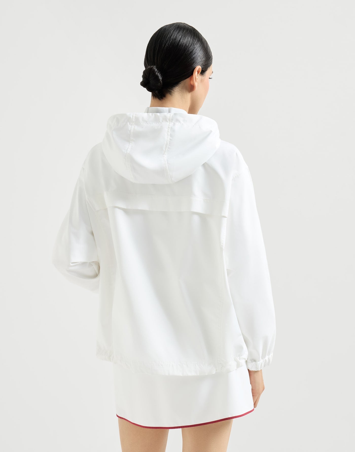 Nylon hooded outerwear jacket with logo