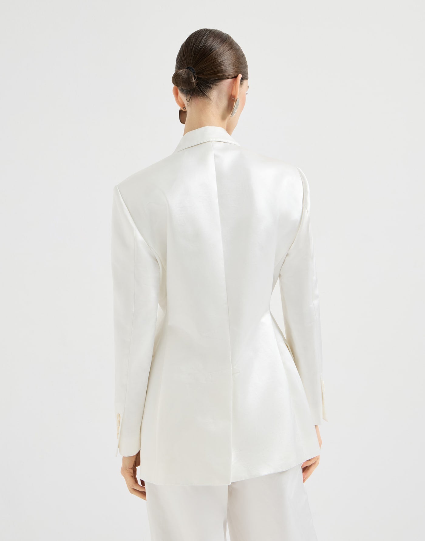 Cotton and silk satin blazer with monili