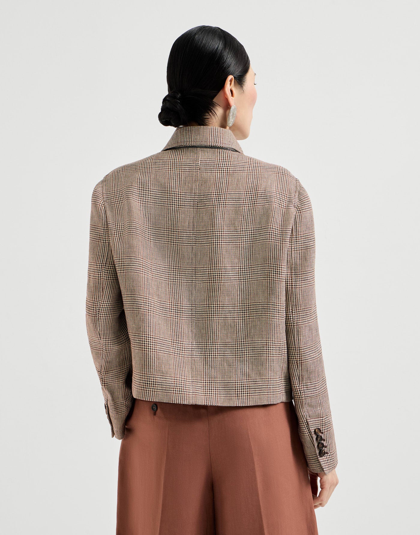 Linen Prince of Wales jacket with monili