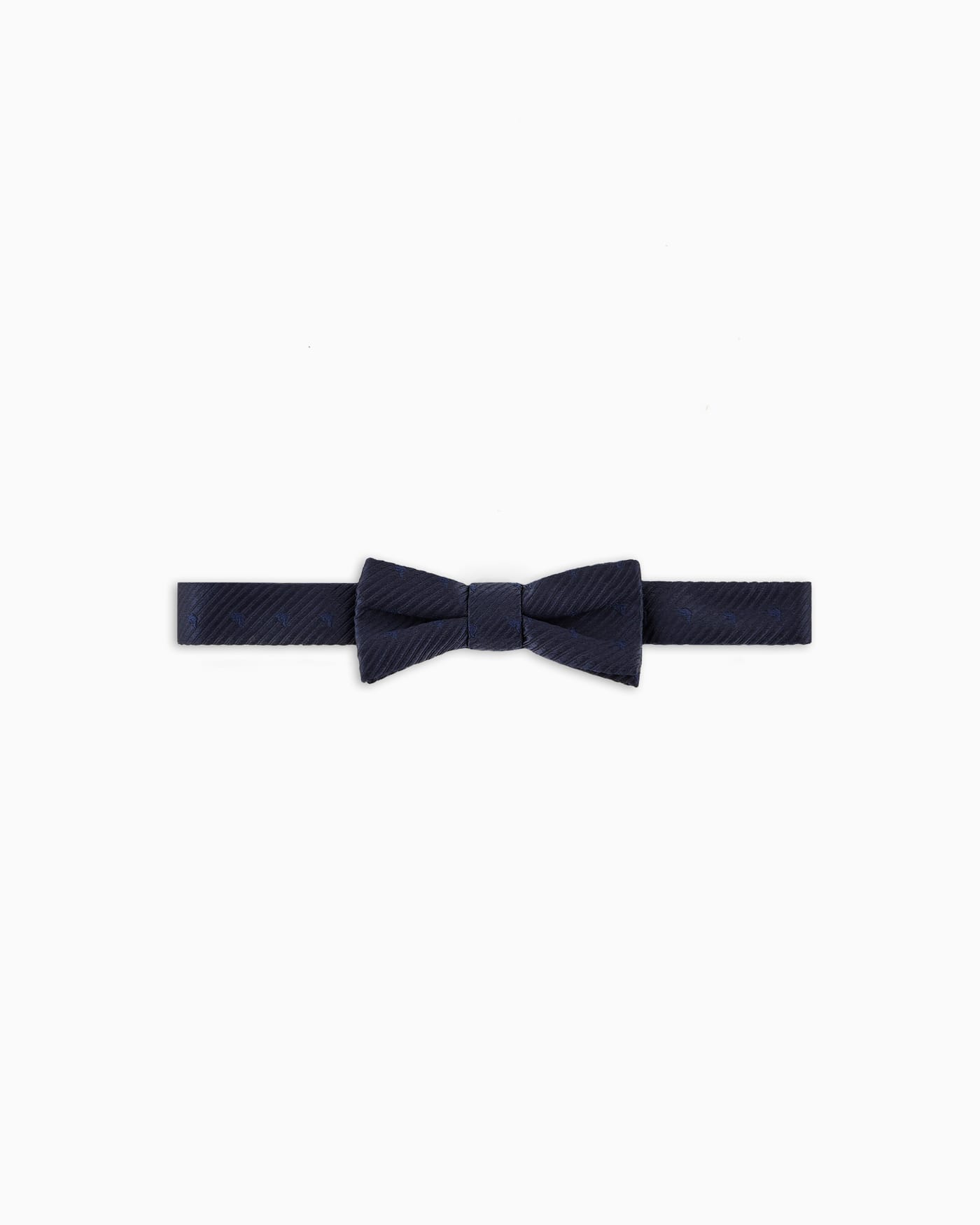 Pure silk jacquard striped bow tie with micro eagles
