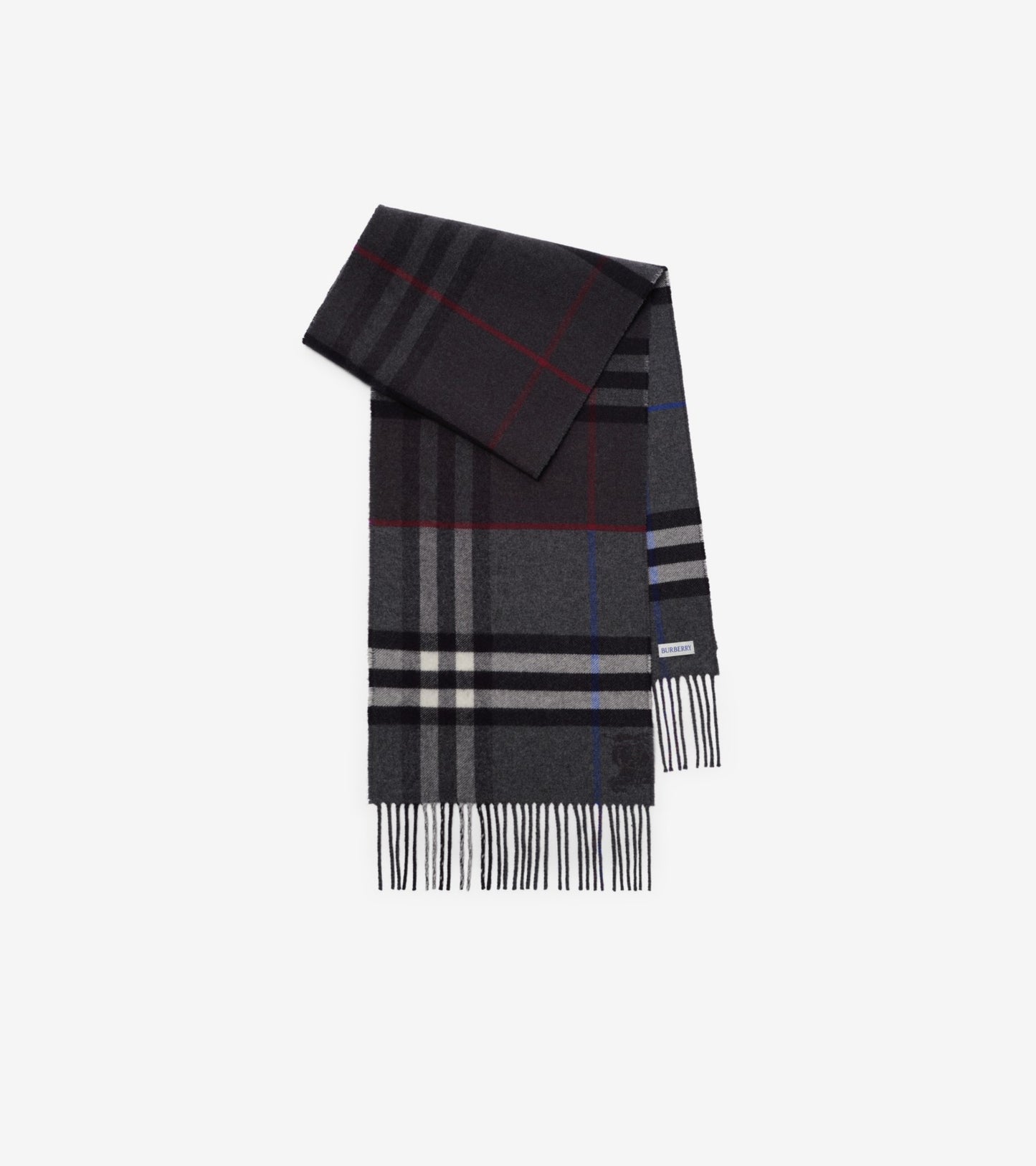 Contrast Check Cashmere Scarf in Sand beige/pebble white