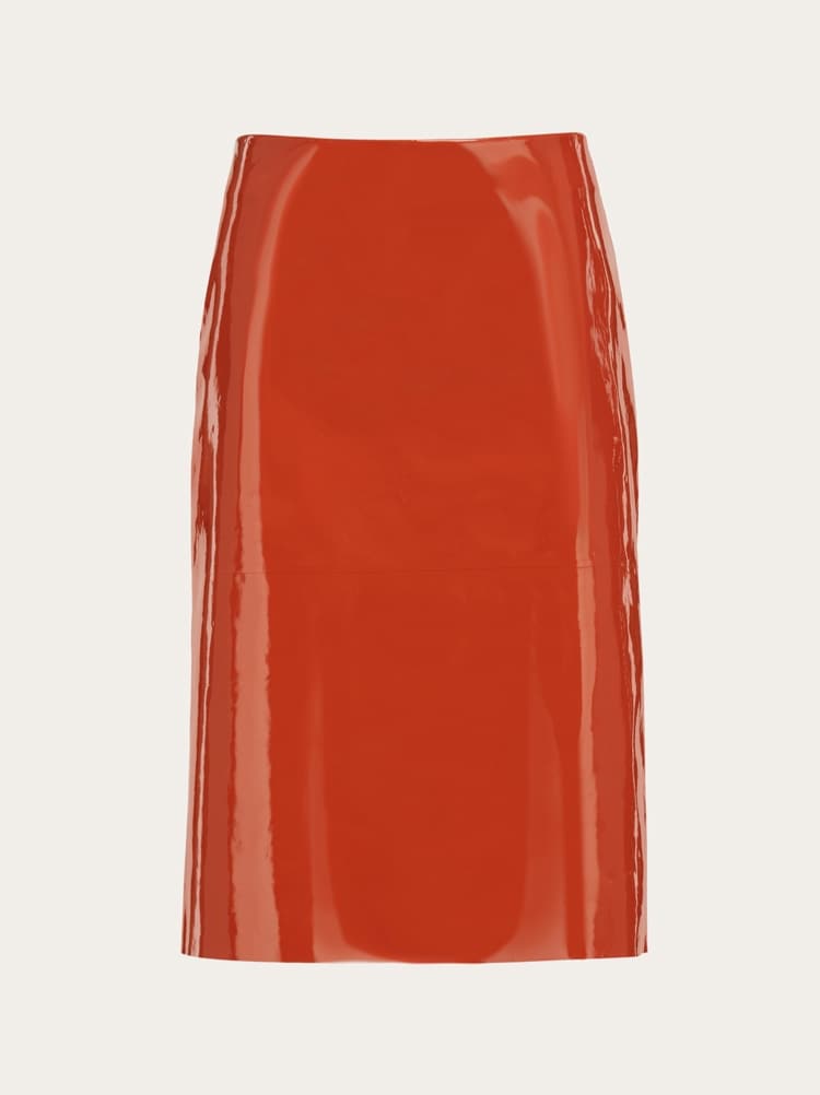 Patent leather pencil skirt