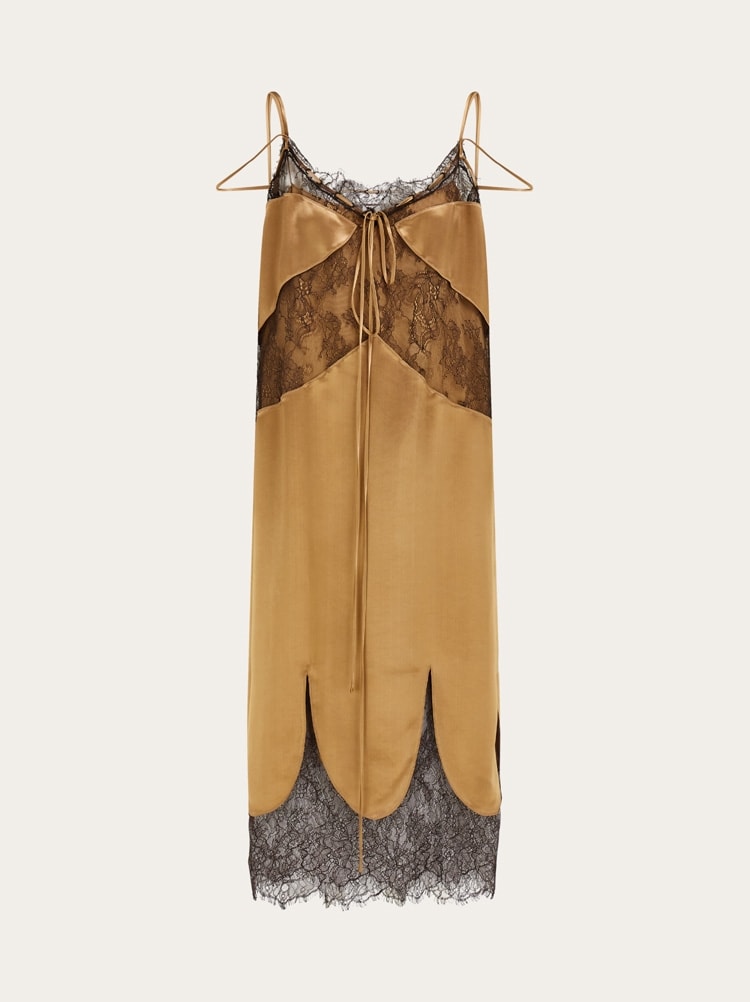Satin and lace slip dress