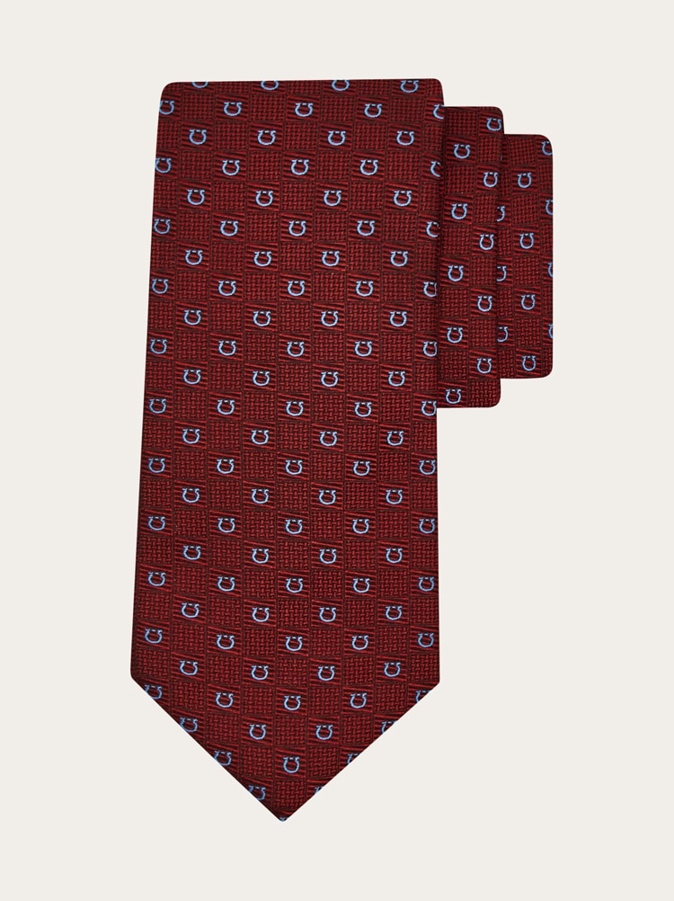 Gancini silk jacquard tie