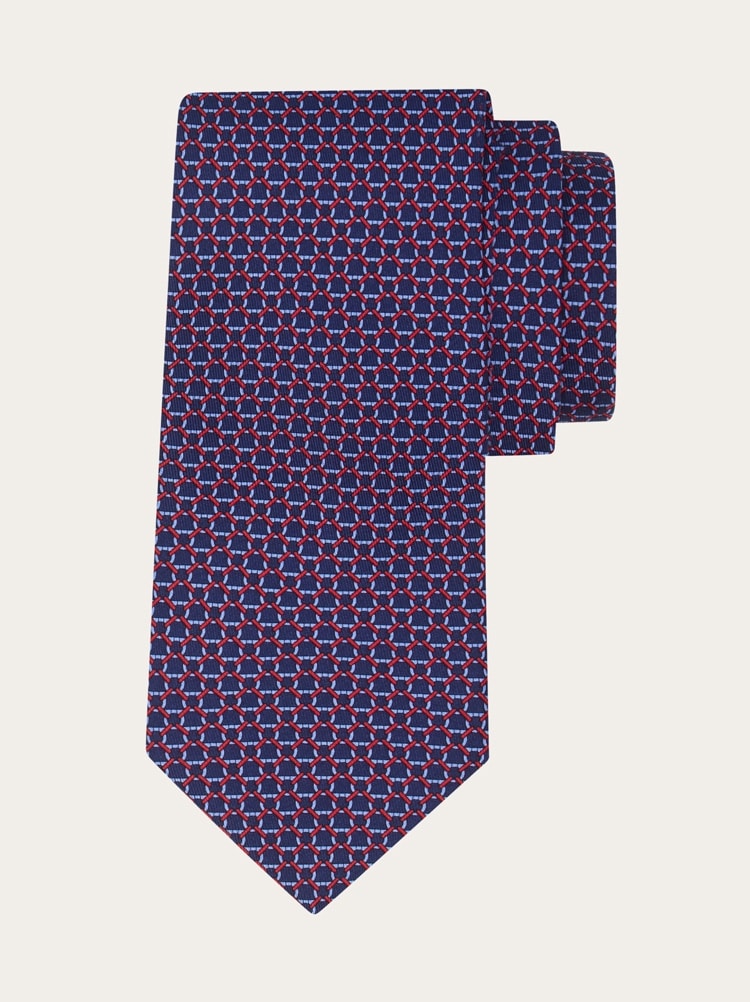 Link print silk tie