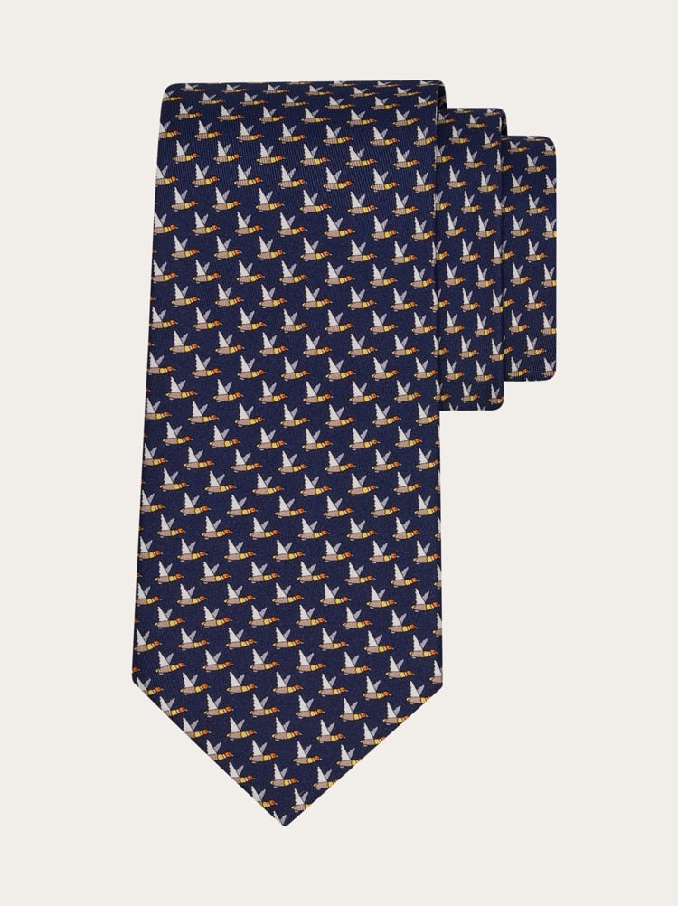Mallard print silk tie