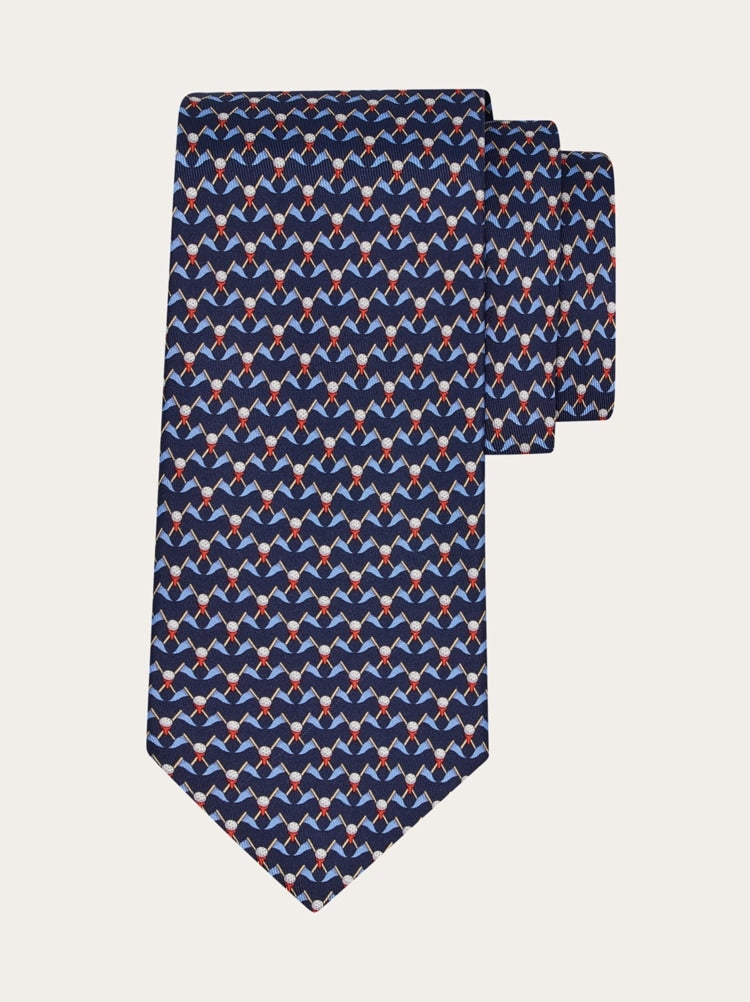 Club print silk tie