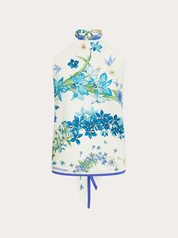 Spring print foulard top