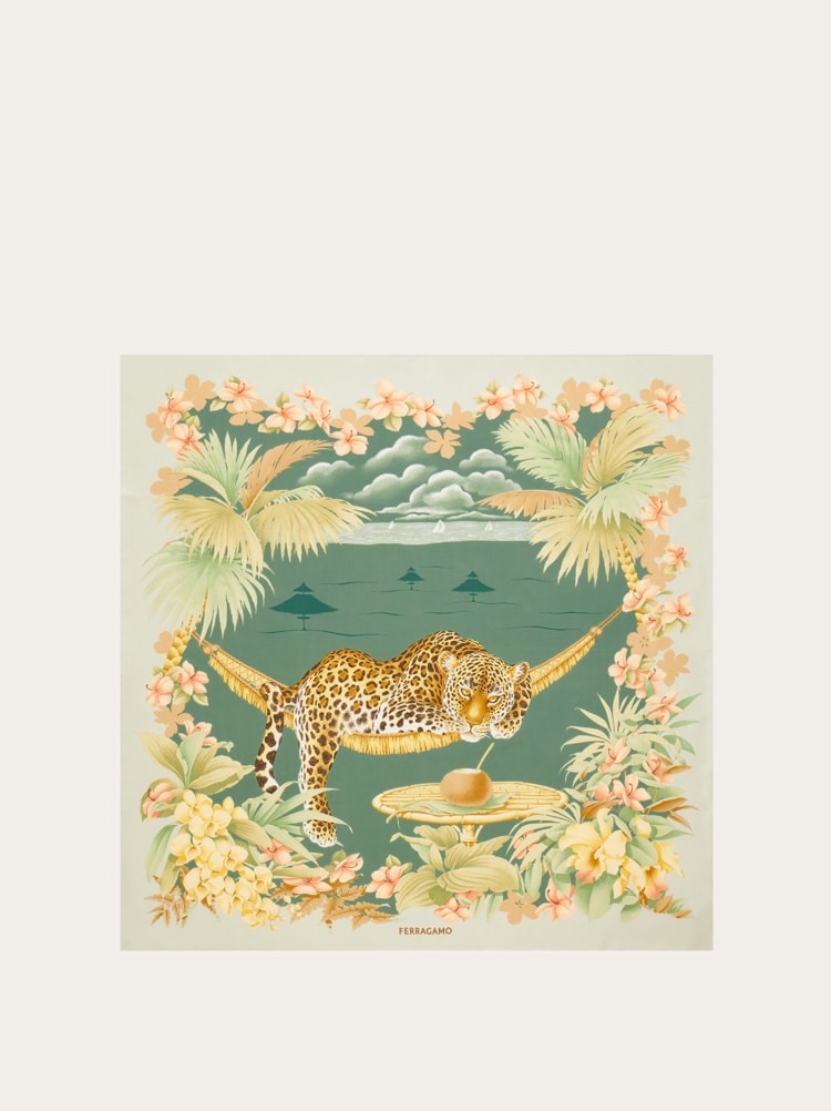 Jungle print silk scarf