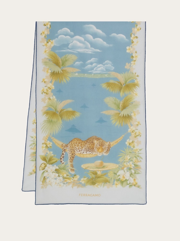 Jungle print silk scarf