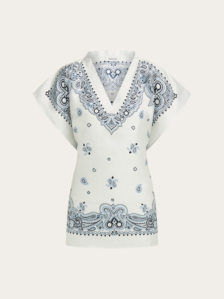 Arabesque print poncho