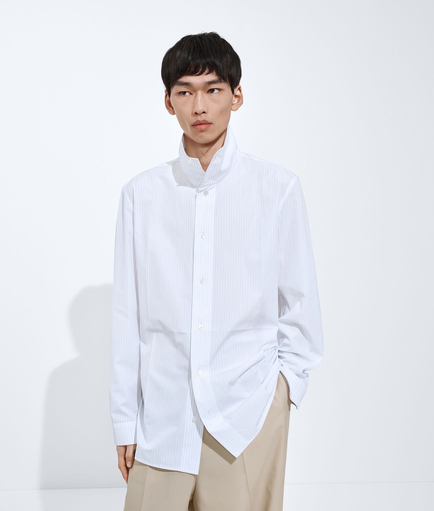 Cotton Poplin Pinstripes Shirt