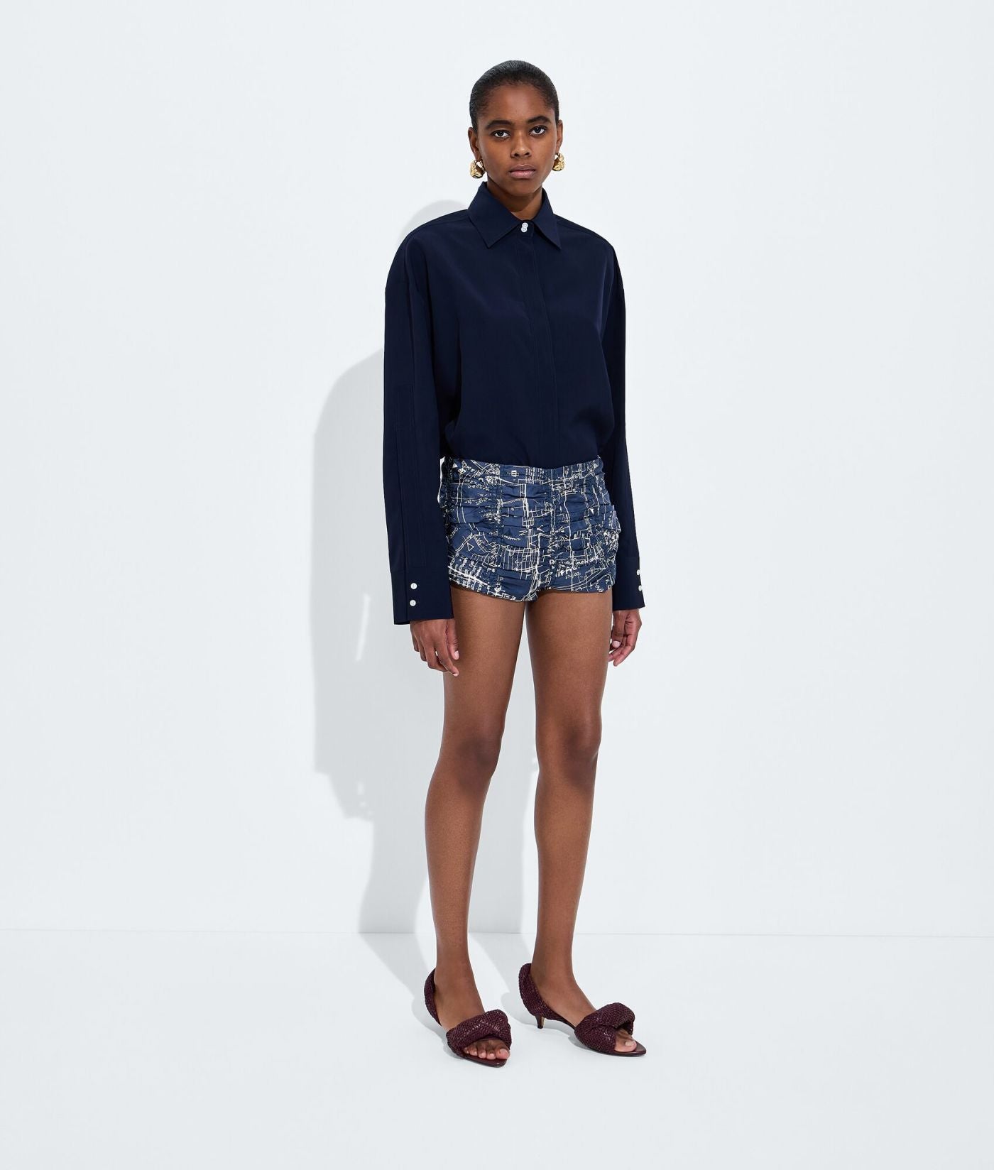 Printed Silk Twill Culotte