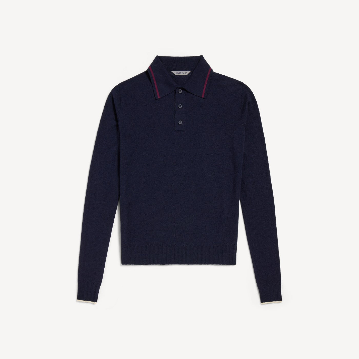 Knitted long sleeve polo