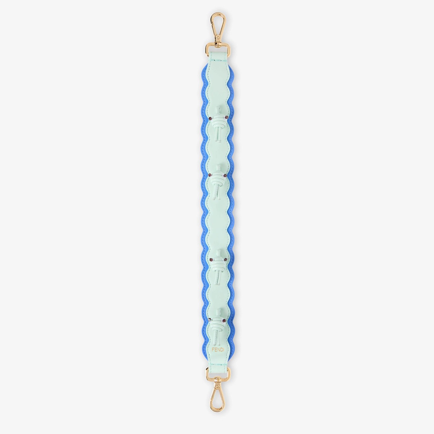 Mini Strap You Blue and light green leather shoulder strap