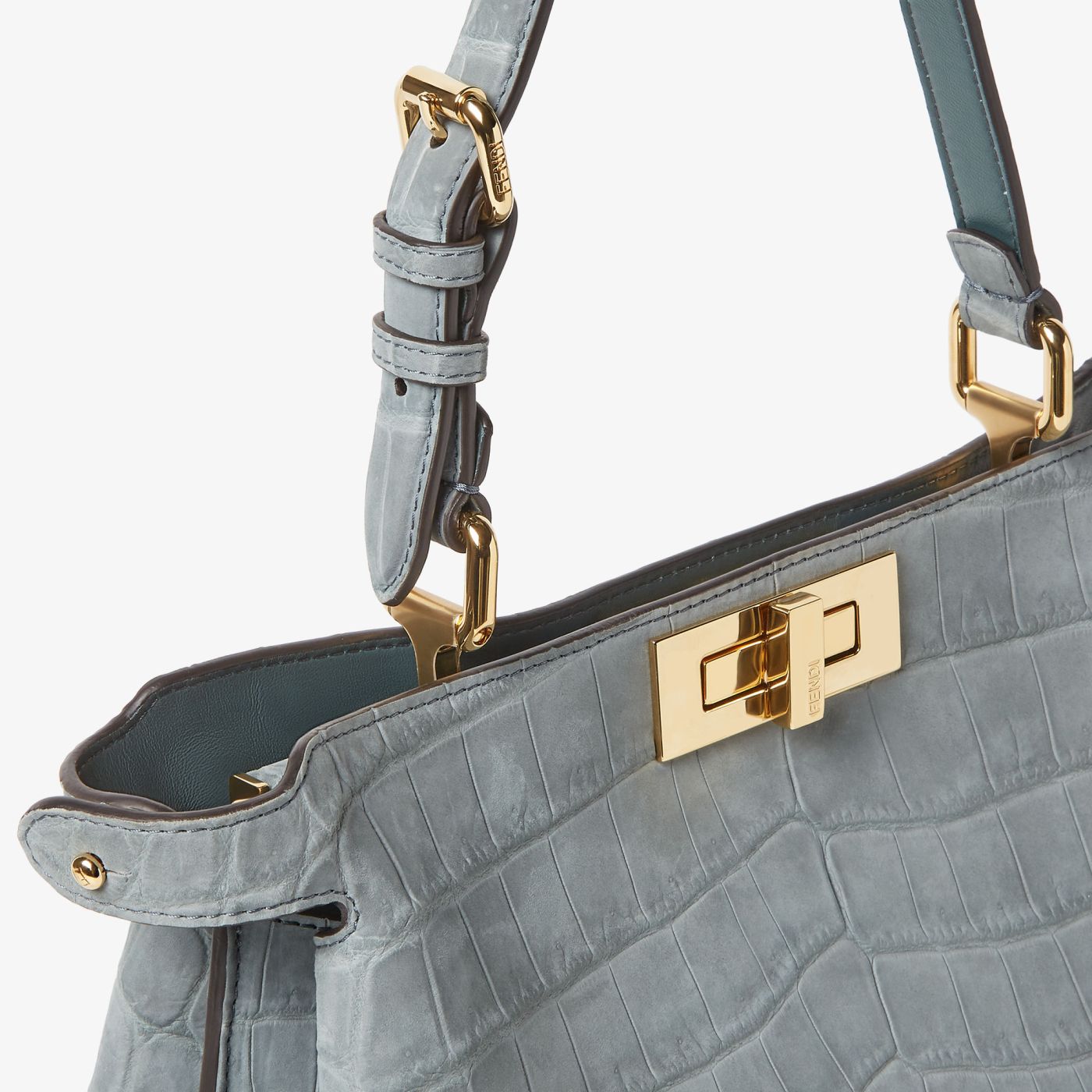 Peekaboo Soft Medium Matcha green nubuck crocodile bag