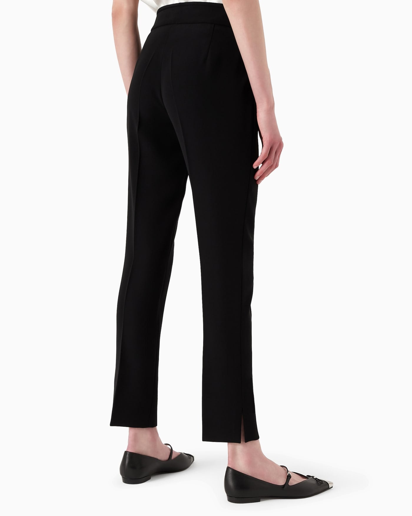 Wide leg chevron cropped trousers woman