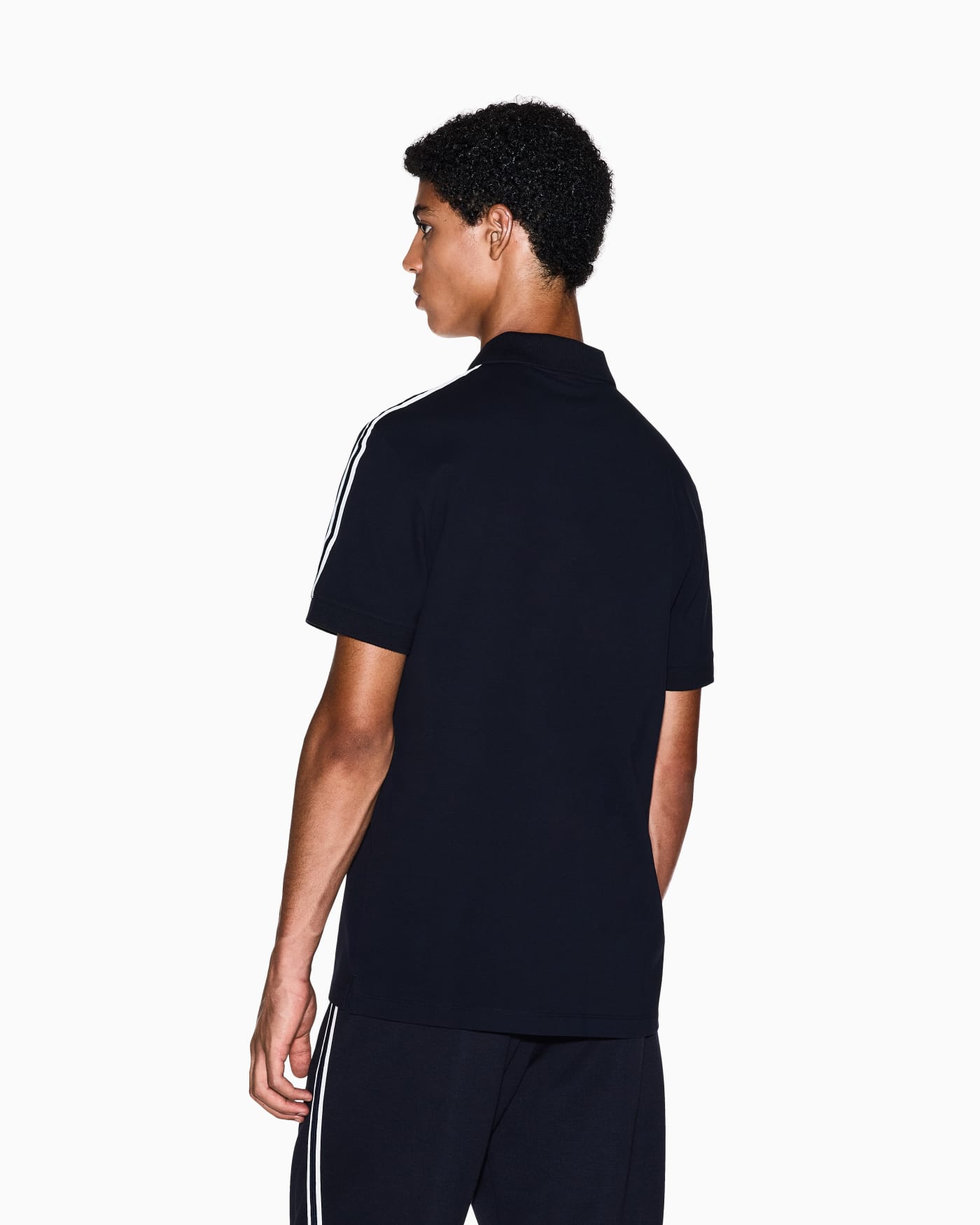 Stretch cotton piquet polo with stripes and logo Essential