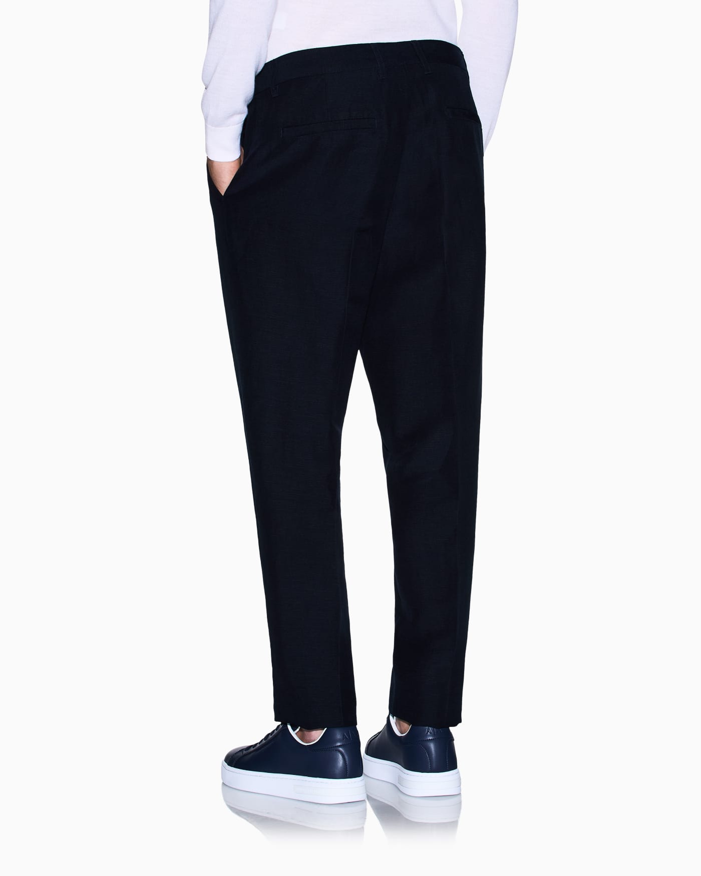 Chino trousers linen blend classic fit man