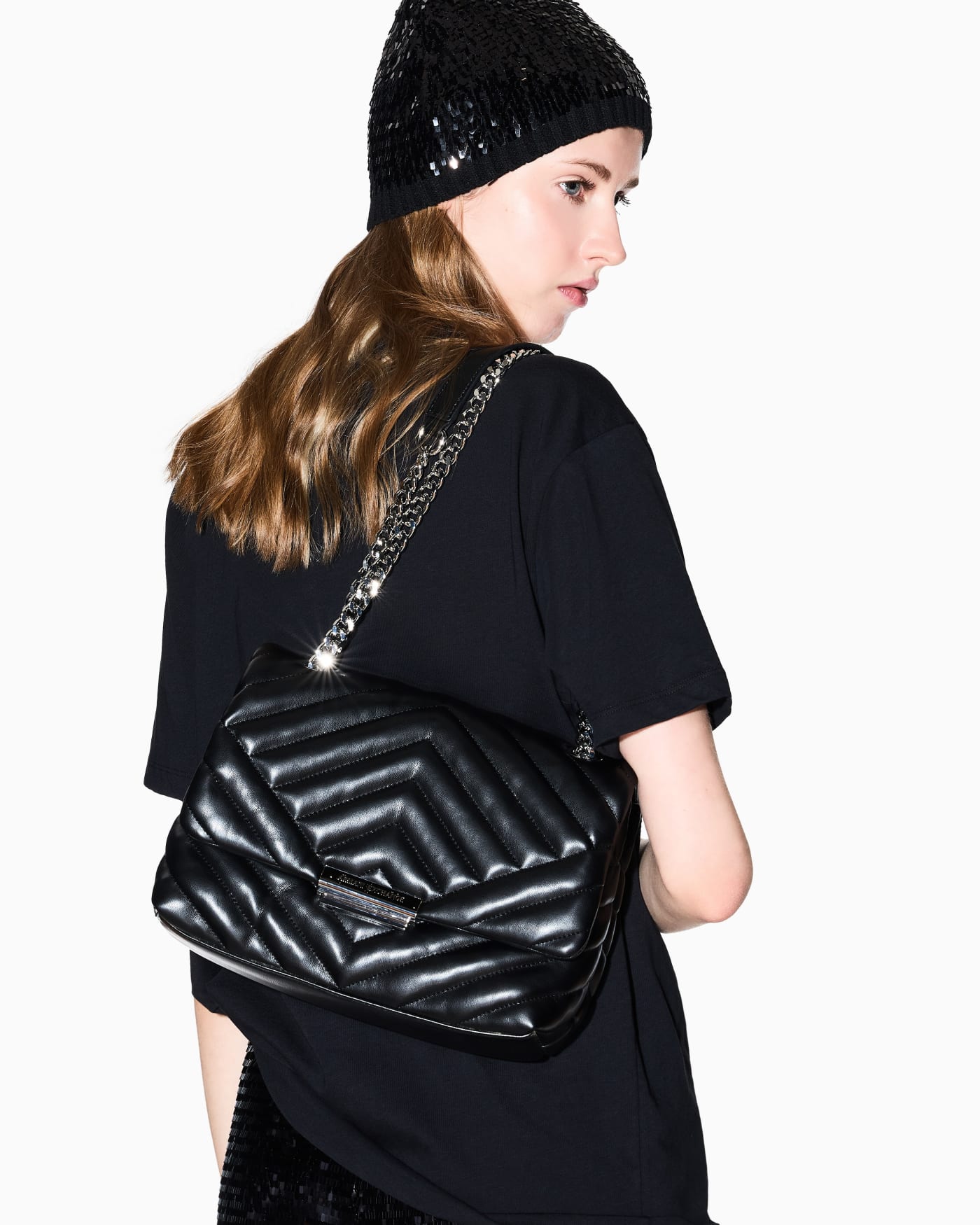 Crossbody bag quilted compact for woman