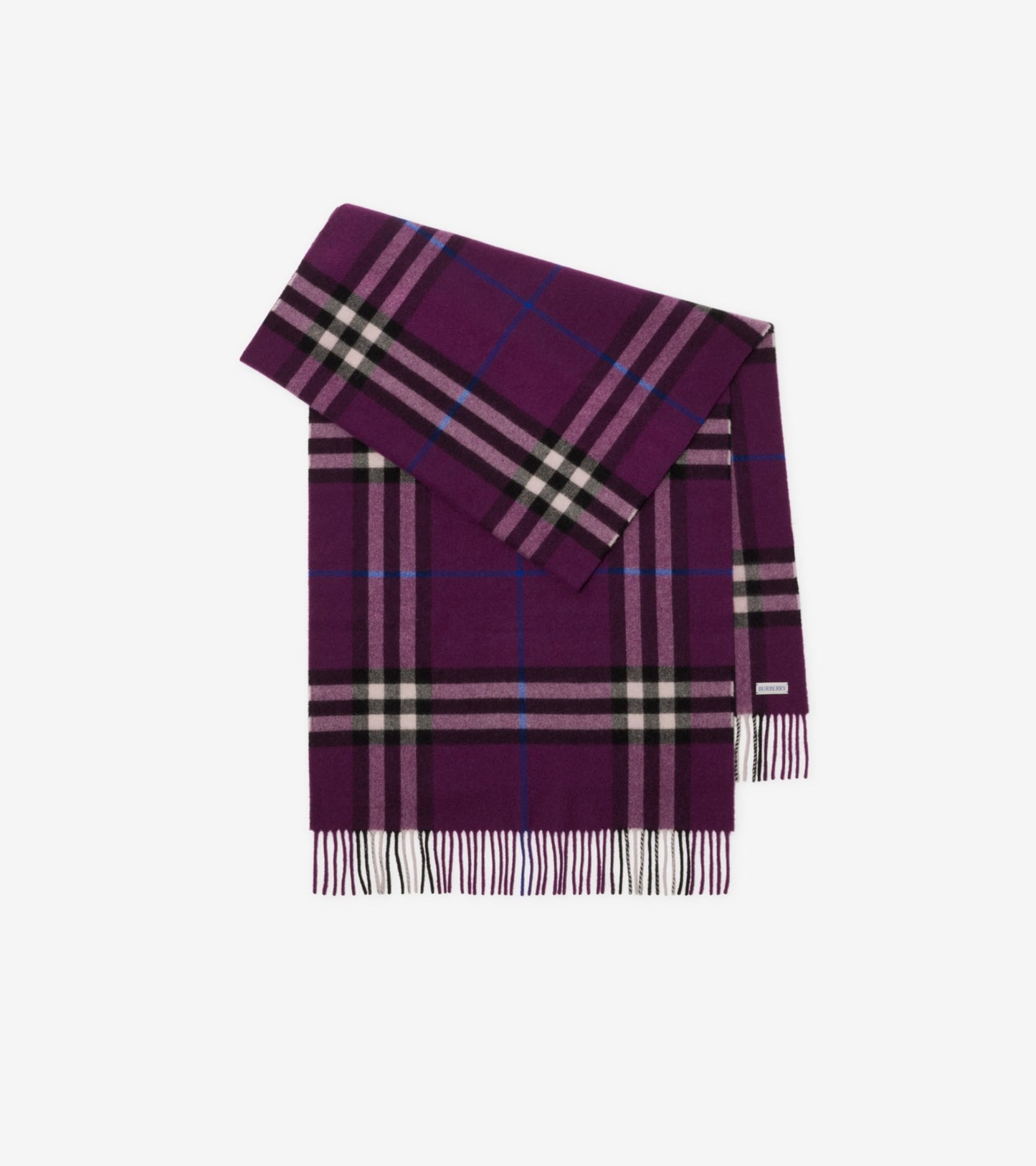 Wide Check Cashmere Scarf in Treacle brown