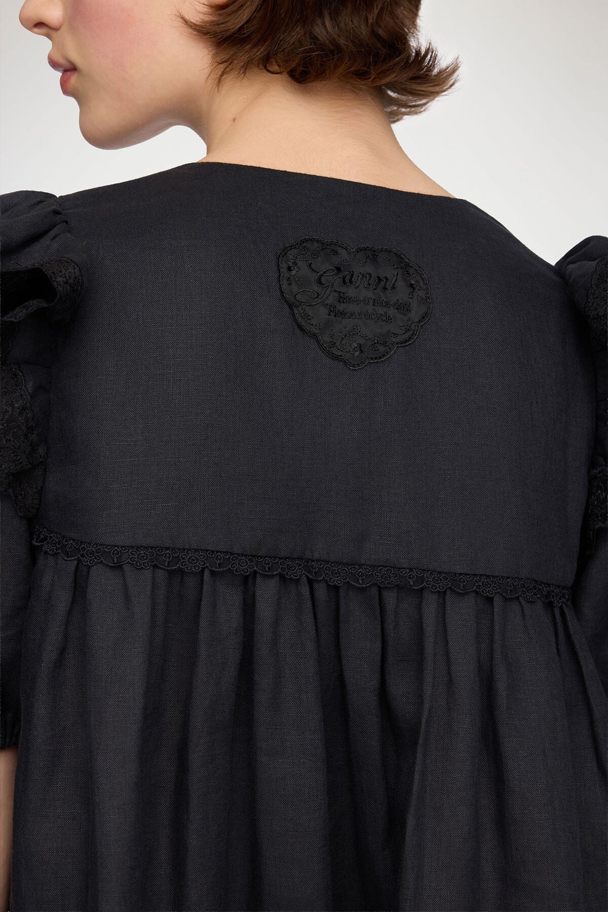 Mini Dress in Black Linen