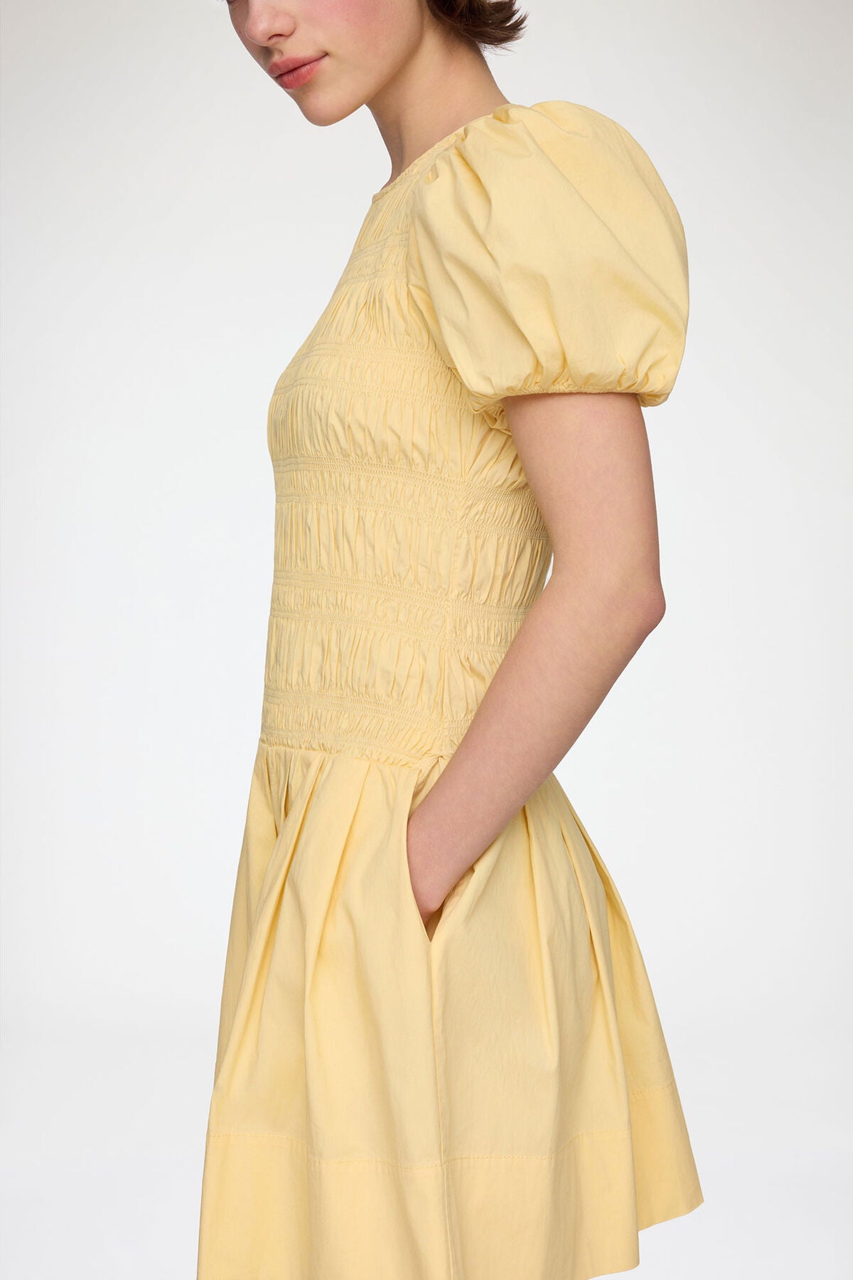 Mini Dress in Yellow Cotton