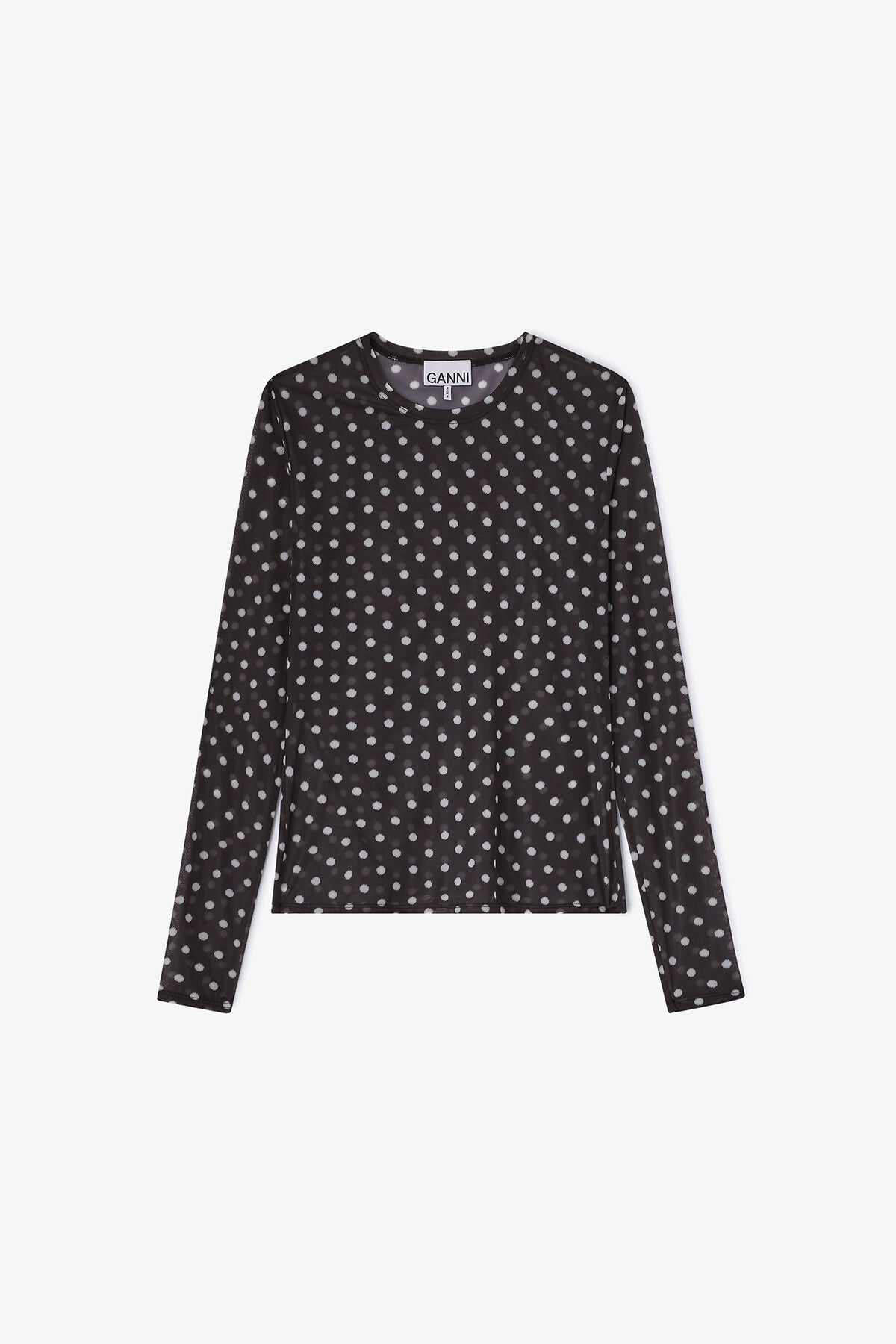 Printed Sheer Long-sleeve Top