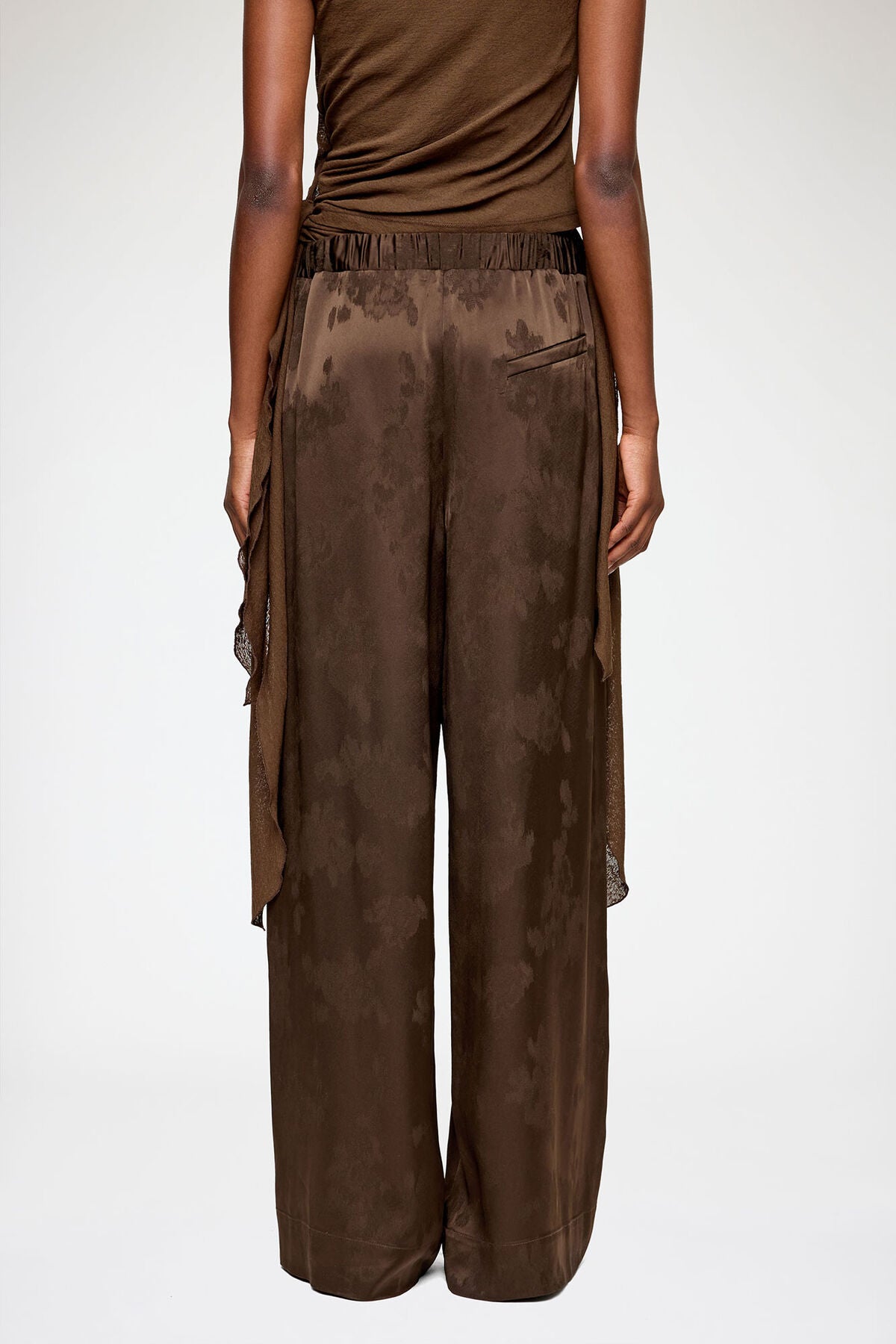 Trousers in Brown Satin