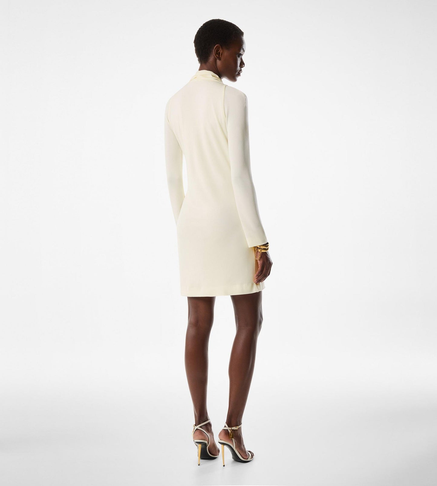 V-Neck Long Sleeve Cocktail Dress With Bar Detail
