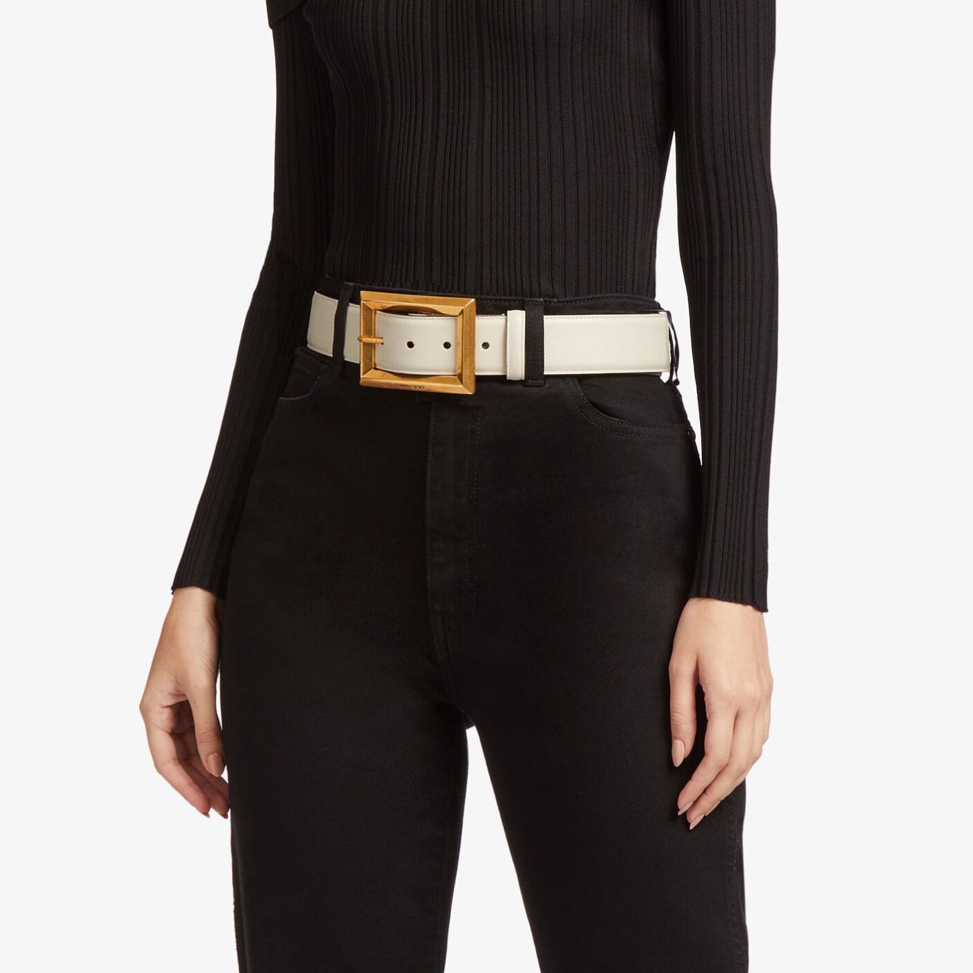 Arlie Latte Calf Leather Belt
