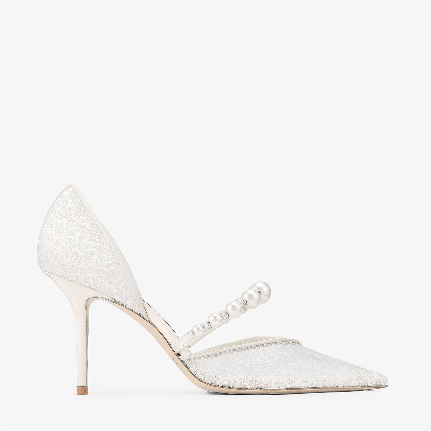 Aurelie 85 Ivory Jimmy Choo Lace Pumps with Pearl Embellishment