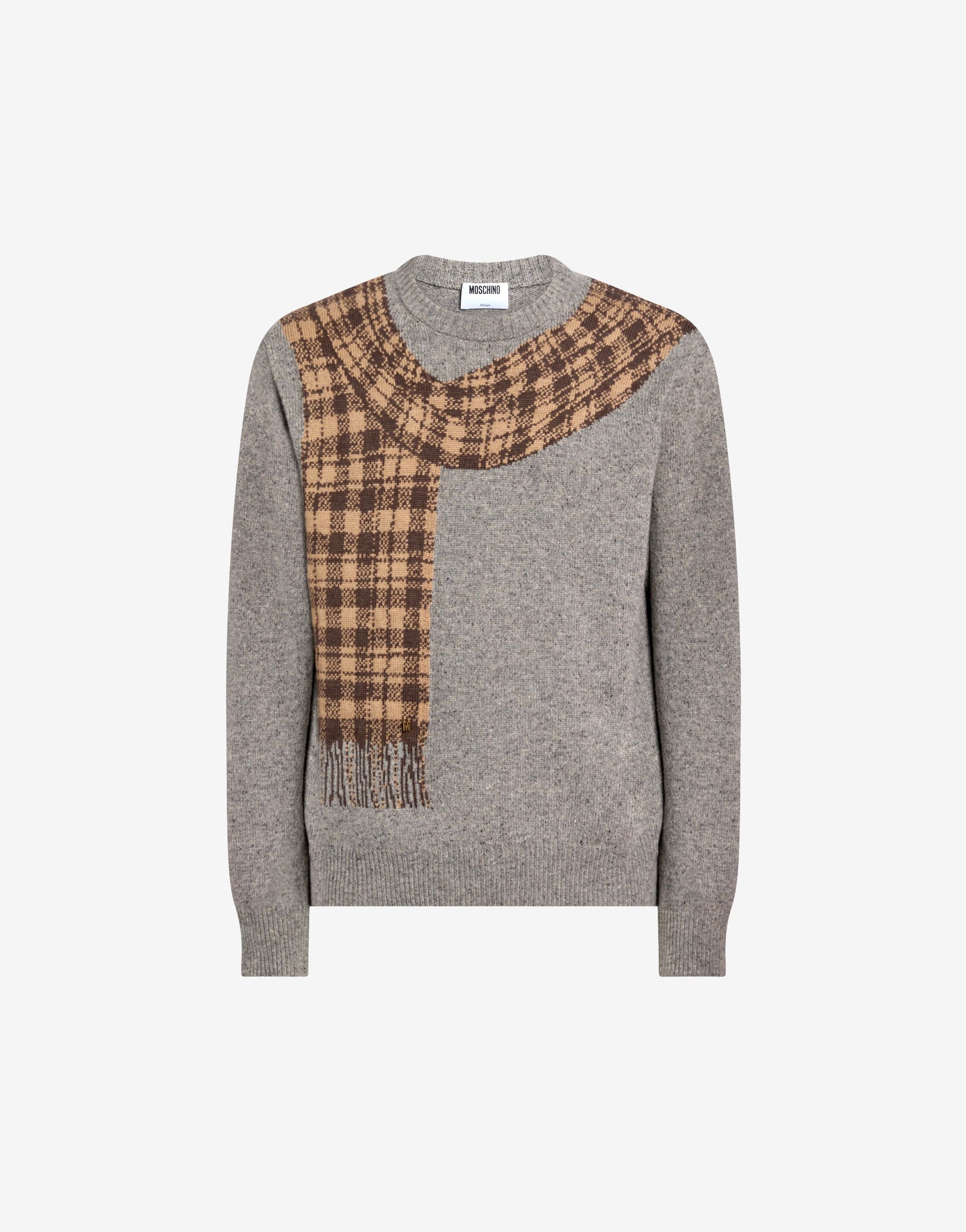 Pullover in misto lana e seta intarsiato