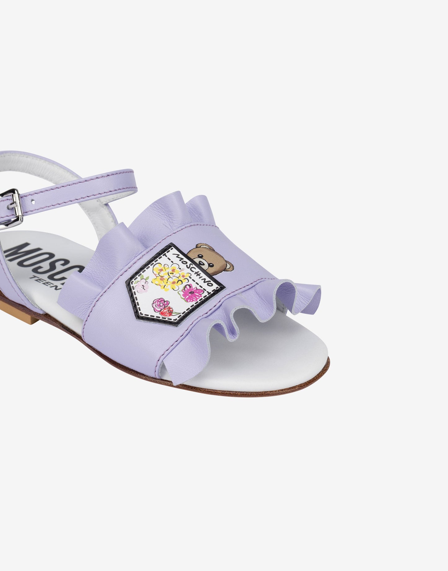 Sandali flat in pelle con rouches