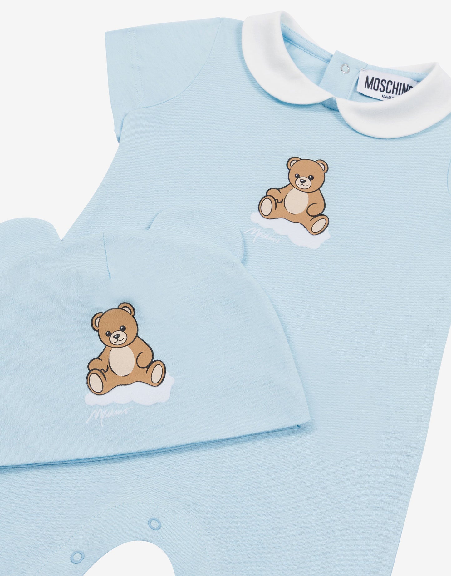 Set tutina e cappellino in jersey di cotone Moschino Teddy Bear