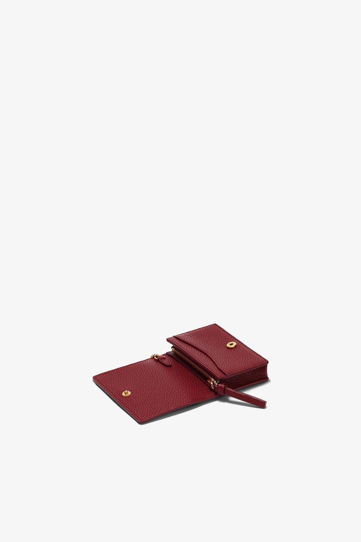 Bou Card Holder With Flap in Grained Red