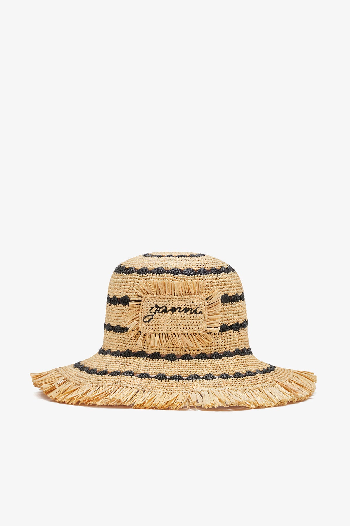 Bucket Hat in Striped Raffia