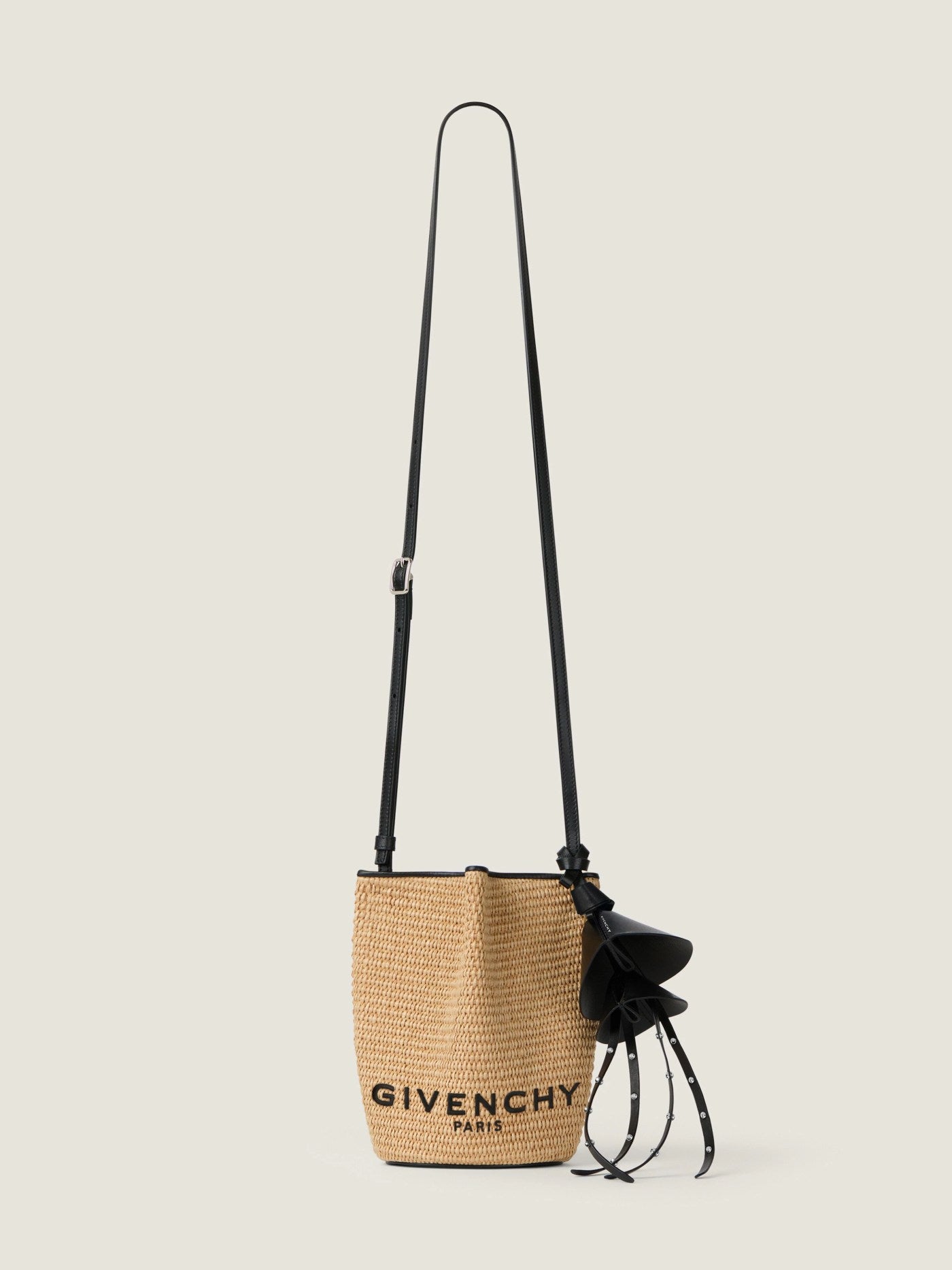 Nano Snap bucket bag in raffia