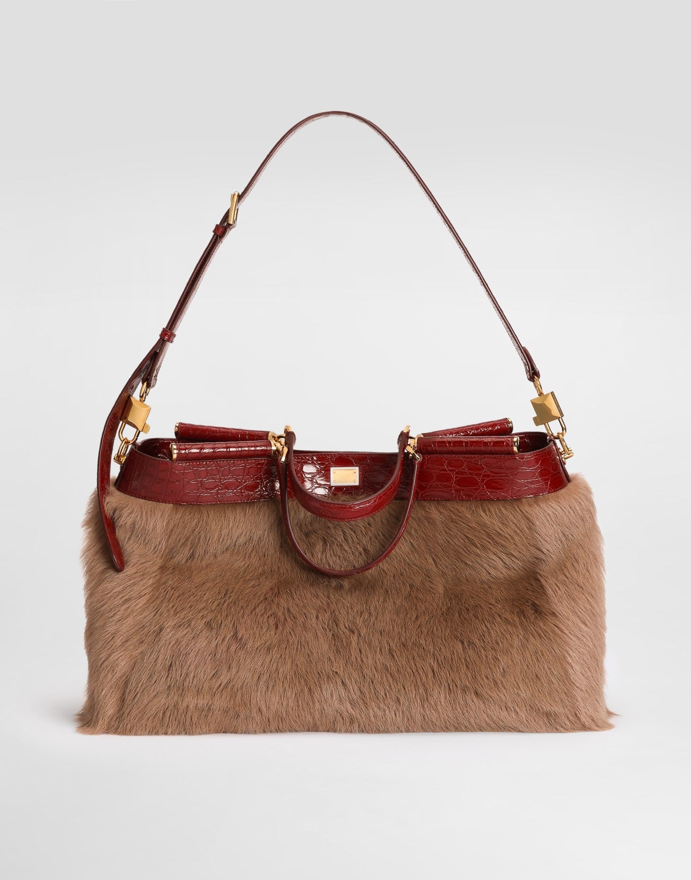 My Sicily shearling and alligator handbag