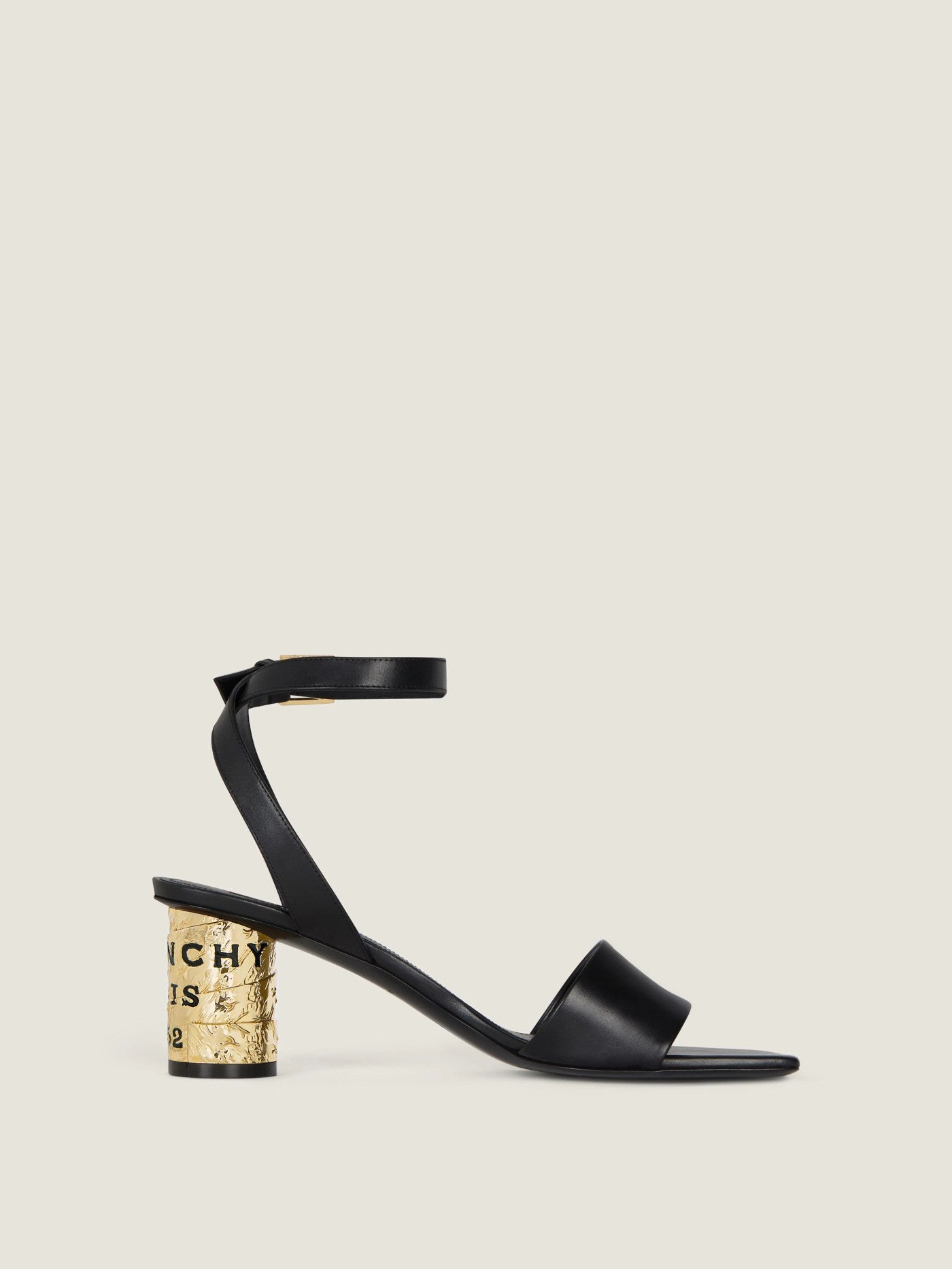 Tape heel sandals in leather