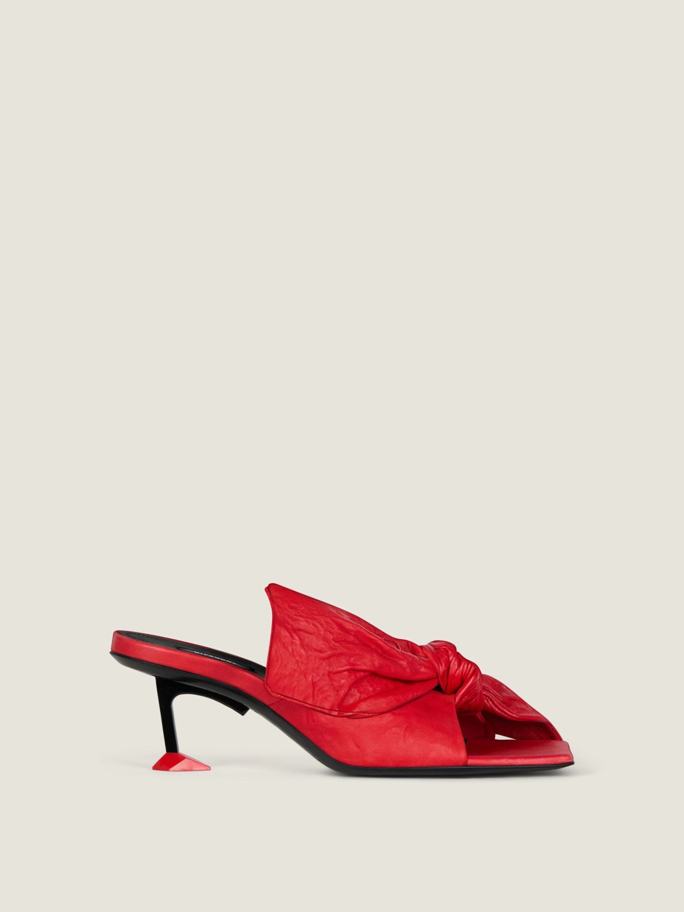 Boudoir heeled mules in nappa leather with bow