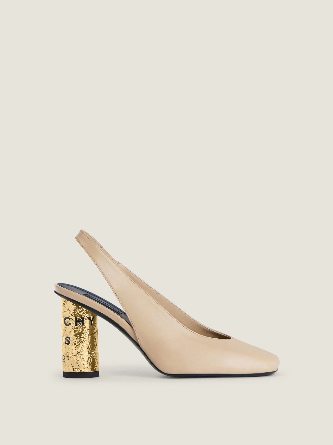 Tape slingbacks in leather