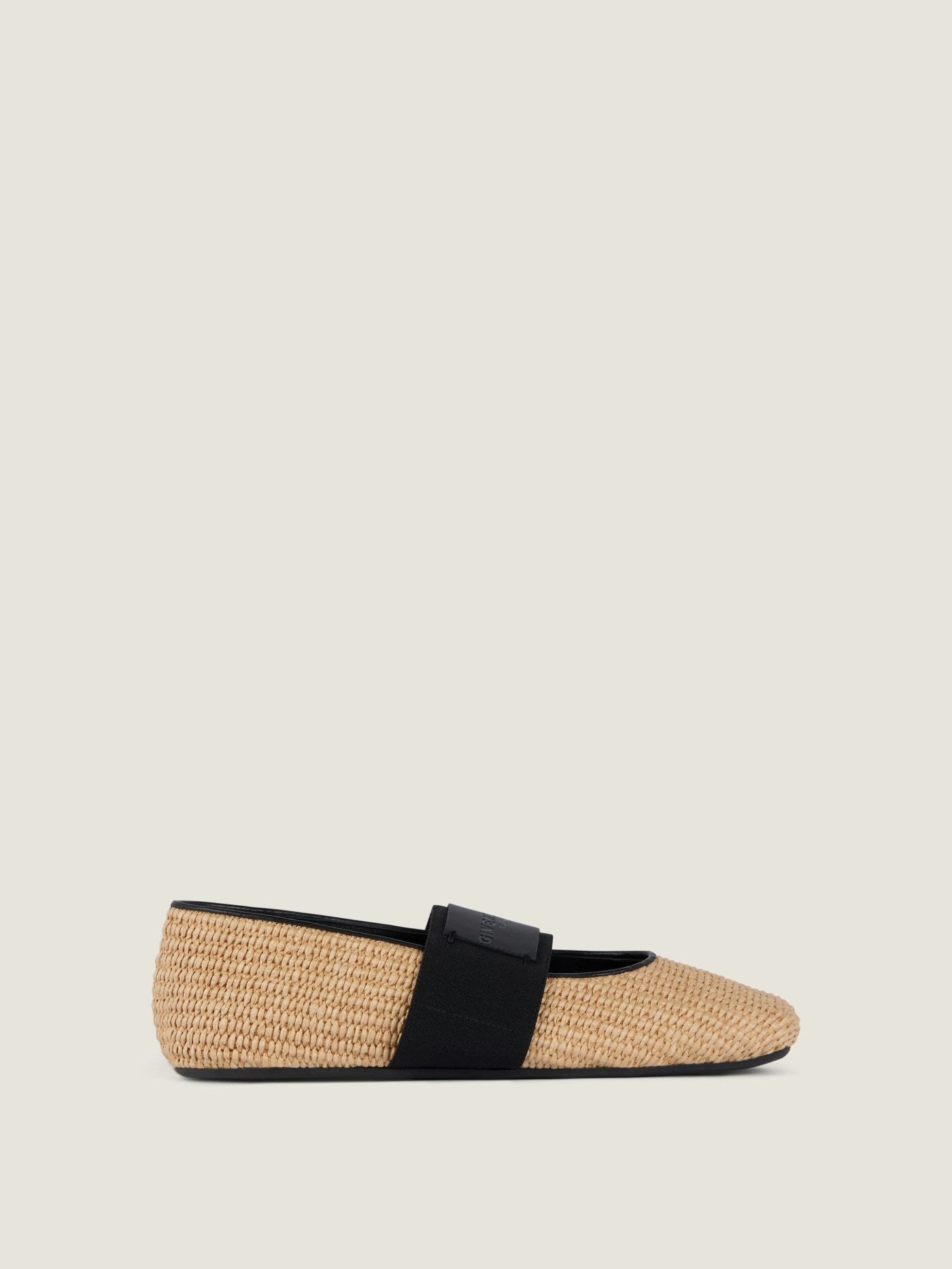 Sliced Square raffia-effect ballerinas