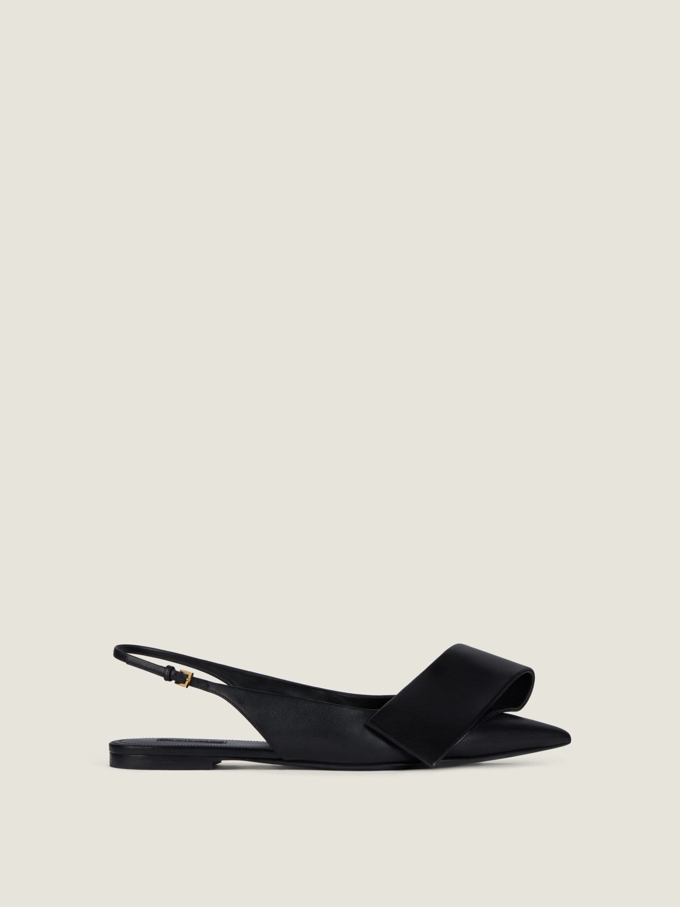 Twisted Ribbon flat slingbacks in leather