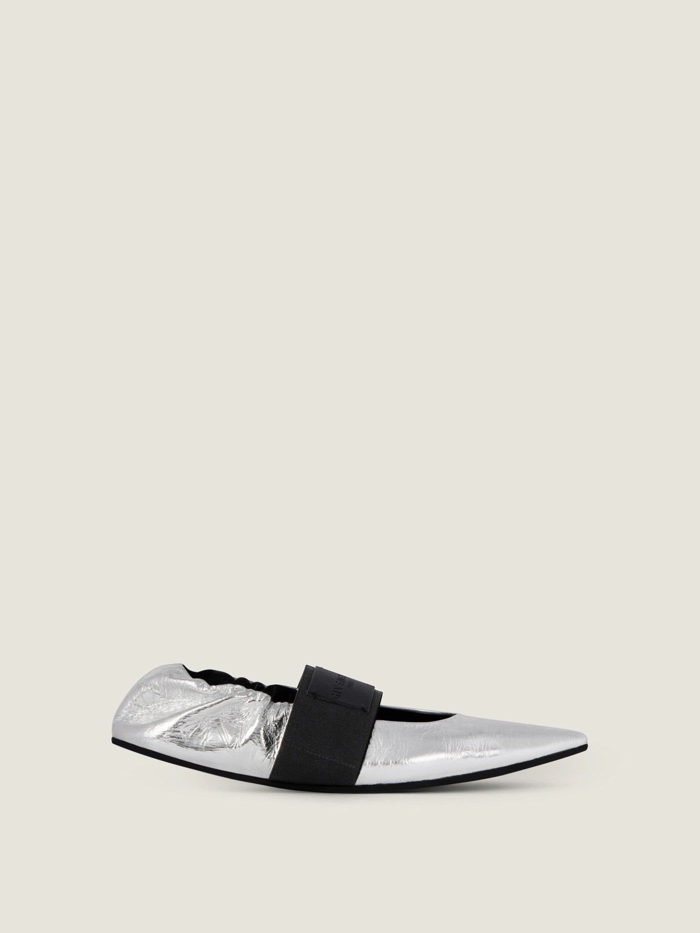 Crush ballerinas in wrinkled-effect metallic leather