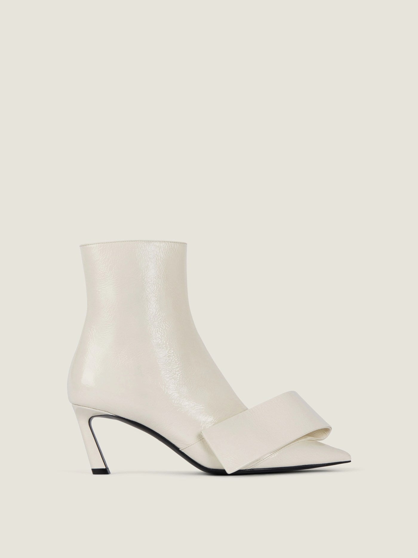 Twisted Ribbon ankle boots in shiny naplack leather