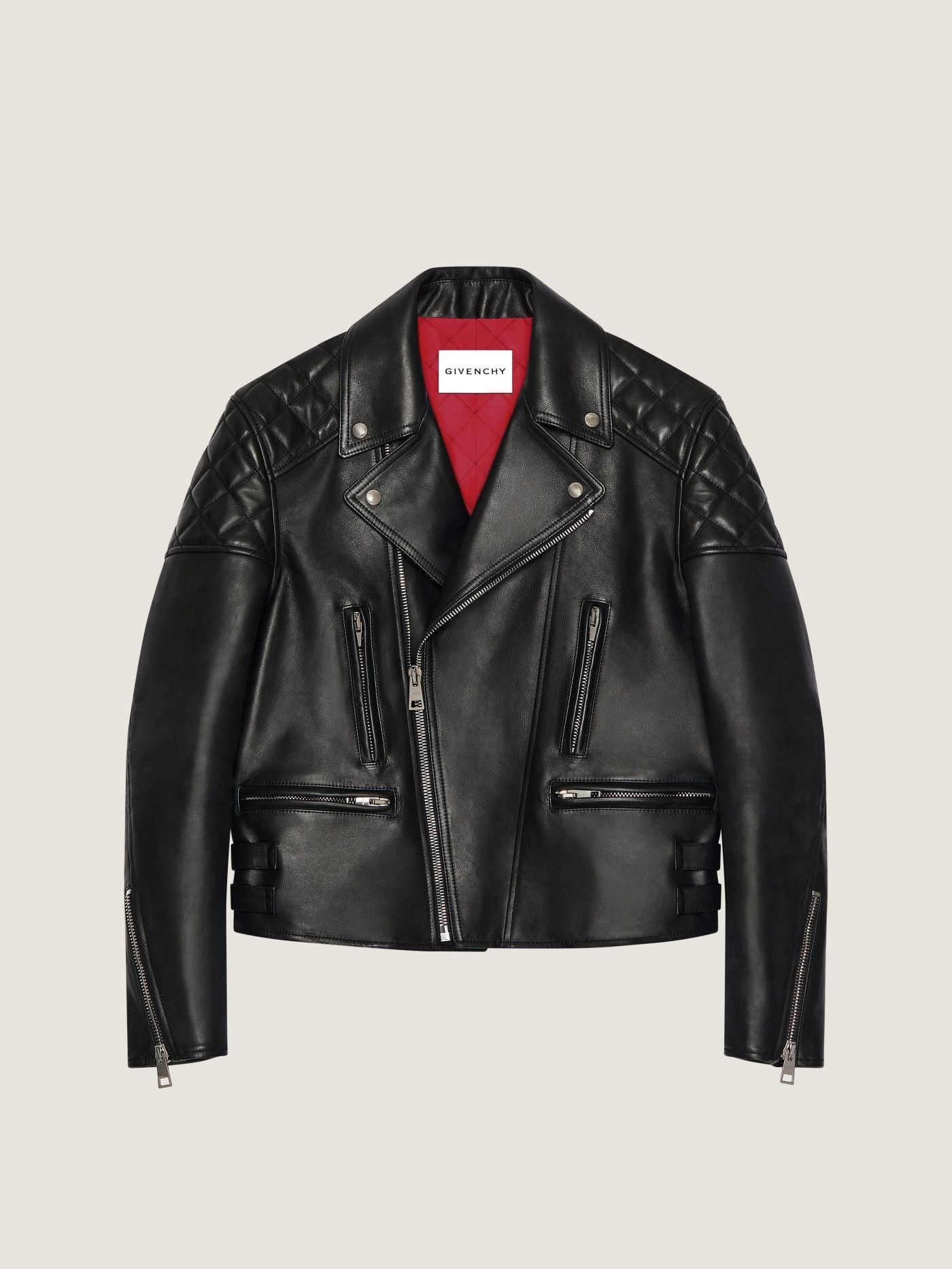 Zipped biker blouson in leather